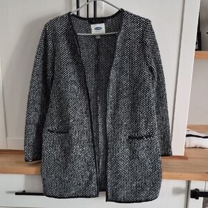 💙Old Navy Black and White Open-Front Textured Cardigan